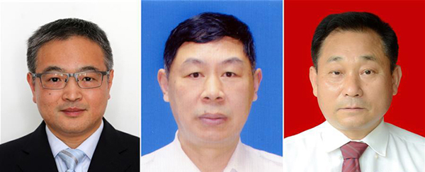 图为黄群、宋月才、姜开斌三位同道的肖像（由左至右）。